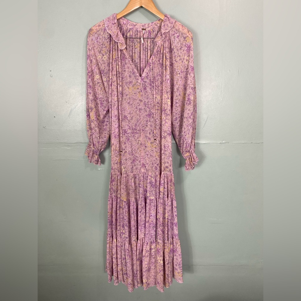 Free People Feeling Groovy‎ Maxi Dress Purple Floral Small - Picture 2 of 6